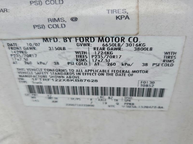 Продажа на аукционе авто 2008 Ford F150, vin: 1FTRF122X8KB87628, номер лота: 56244796