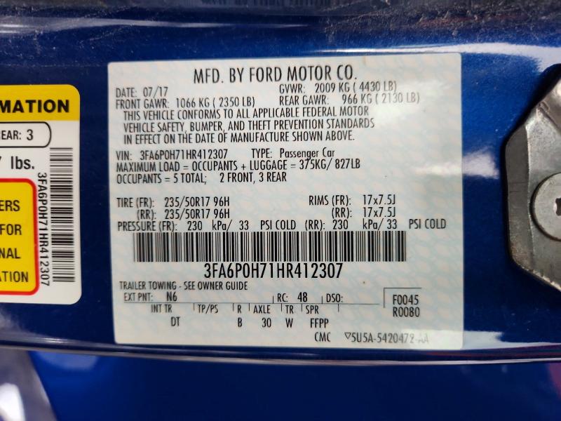 Aukcja sprzedaży 2017 Ford Fusion, vin: 3FA6P0H71HR412307, numer aukcji: 57052546