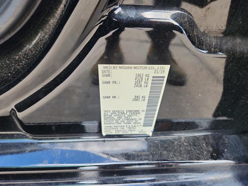 Продажа на аукционе авто 2019 Nissan Altima, vin: 1N4BL4BV5KN315677, номер лота: 57589026