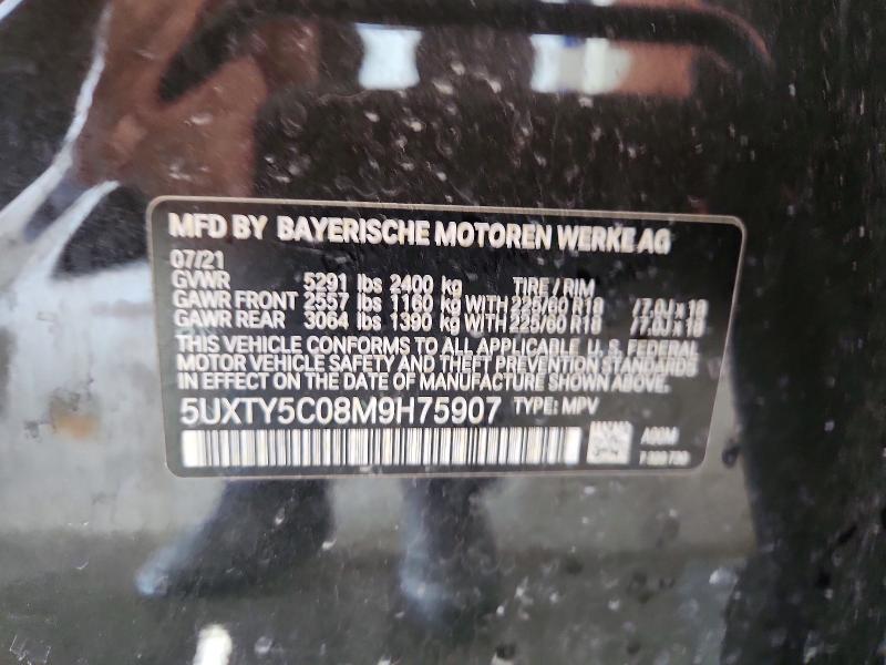 57018956 :رقم المزاد ، 5UXTY5C08M9H75907 vin ، 2021 Bmw X3 مزاد بيع