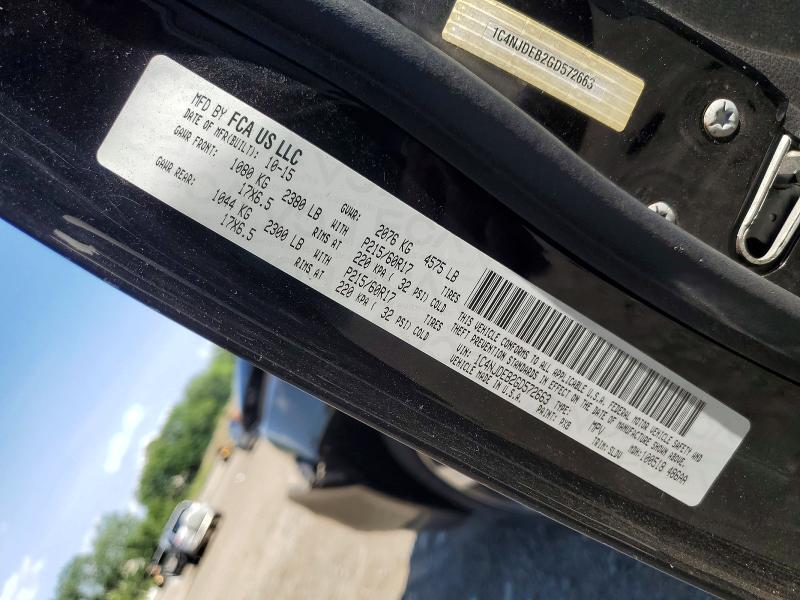 2016 Jeep Compass მანქანა იყიდება აუქციონზე, vin: 1C4NJDEB2GD572663, აუქციონის ნომერი: 57309186