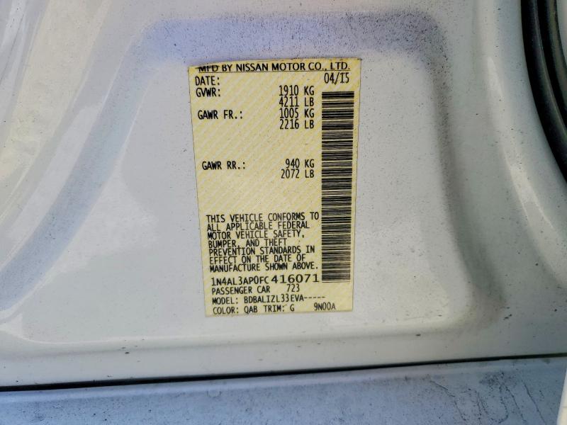 Продаж на аукціоні авто 2015 Nissan Altima, vin: 1N4AL3AP0FC416071, номер лоту: 56296836