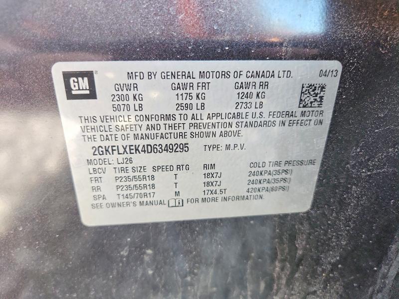 Aukcja sprzedaży 2013 Gmc Terrain, vin: 2GKFLXEK4D6349295, numer aukcji: 57361426