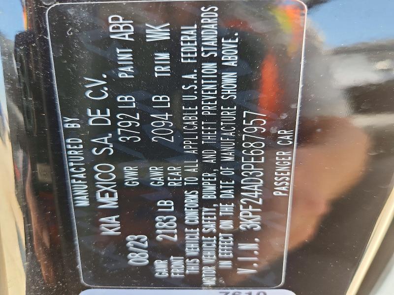55942366 :رقم المزاد ، 3KPF24AD3PE687957 vin ، 2023 Kia Forte مزاد بيع