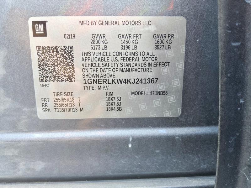 56089326 :رقم المزاد ، 1GNERLKW4KJ241367 vin ، 2019 Chevrolet Traverse مزاد بيع