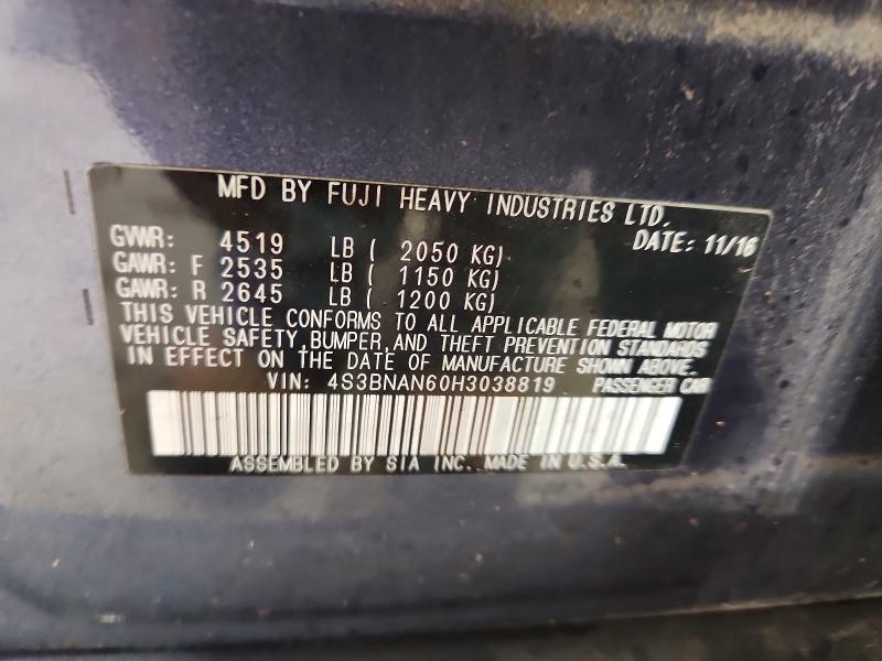 Продажа на аукционе авто 2017 Subaru Legacy, vin: 4S3BNAN60H3038819, номер лота: 57923376