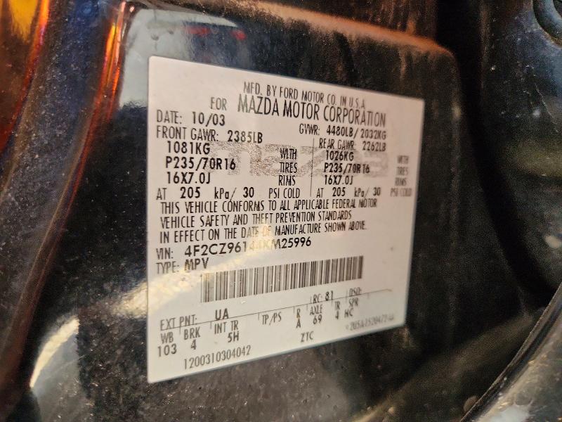 Продаж на аукціоні авто 2004 Mazda Tribute, vin: 4F2CZ96144KM25996, номер лоту: 58103366