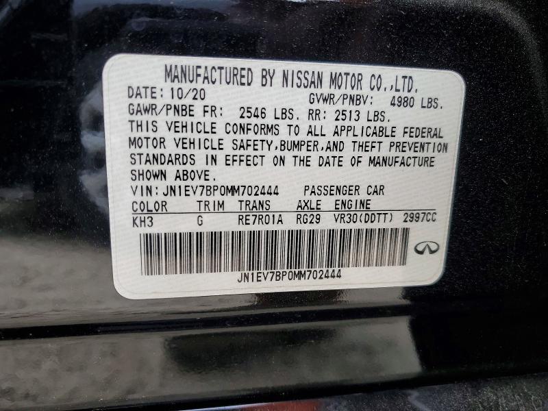 Продаж на аукціоні авто 2021 Infiniti Q50, vin: JN1EV7BP0MM702444, номер лоту: 58744796