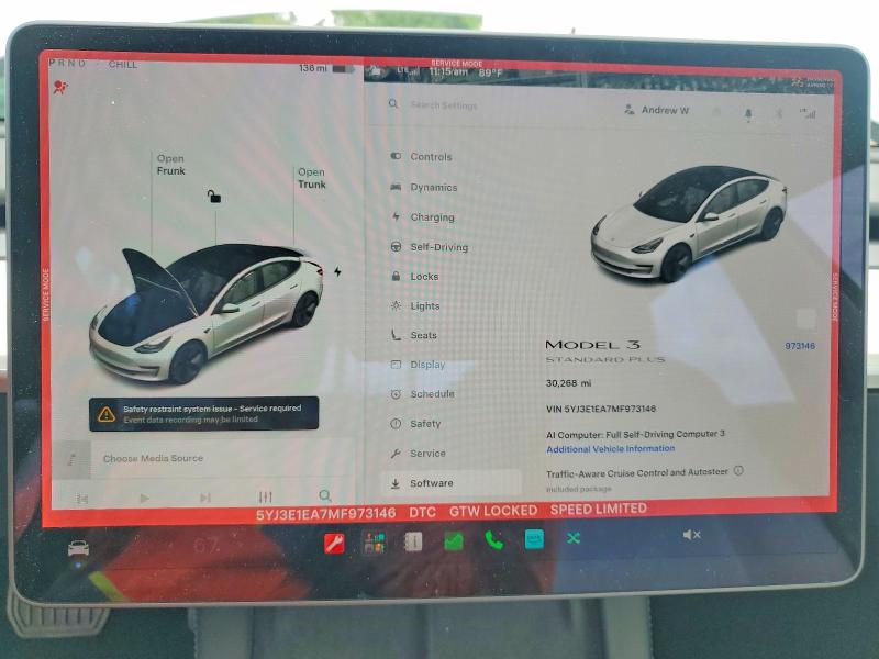 56578196 :رقم المزاد ، 5YJ3E1EA7MF973146 vin ، 2021 Tesla Model 3 مزاد بيع