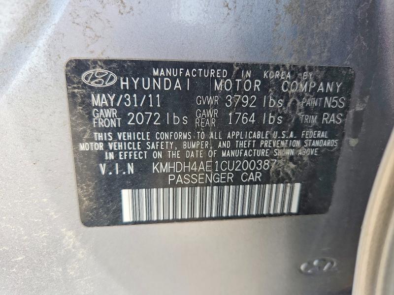 Aukcja sprzedaży 2012 Hyundai Elantra, vin: KMHDH4AE1CU200387, numer aukcji: 56426396