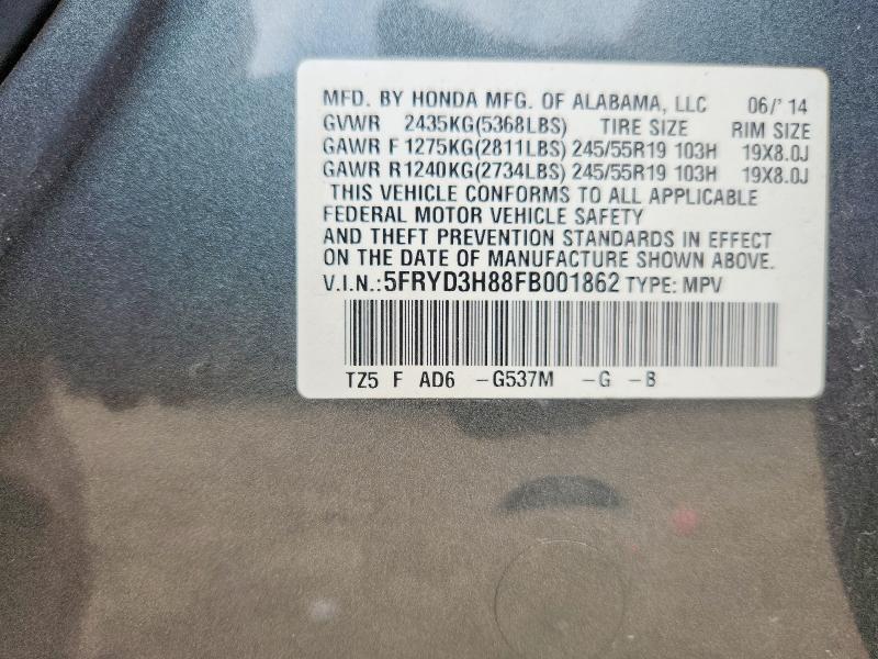 Продажа на аукционе авто 2015 Acura Mdx, vin: 5FRYD3H88FB001862, номер лота: 55419756