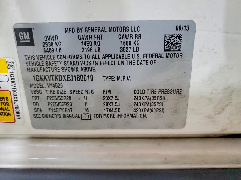 Aukcja sprzedaży 2014 Gmc Acadia, vin: 1GKKVTKDXEJ180010, numer aukcji: 57345496