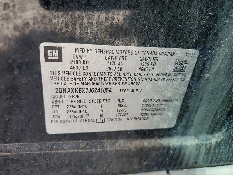 56527436 :رقم المزاد ، 2GNAXKEX7J6241054 vin ، 2018 Chevrolet Equinox مزاد بيع