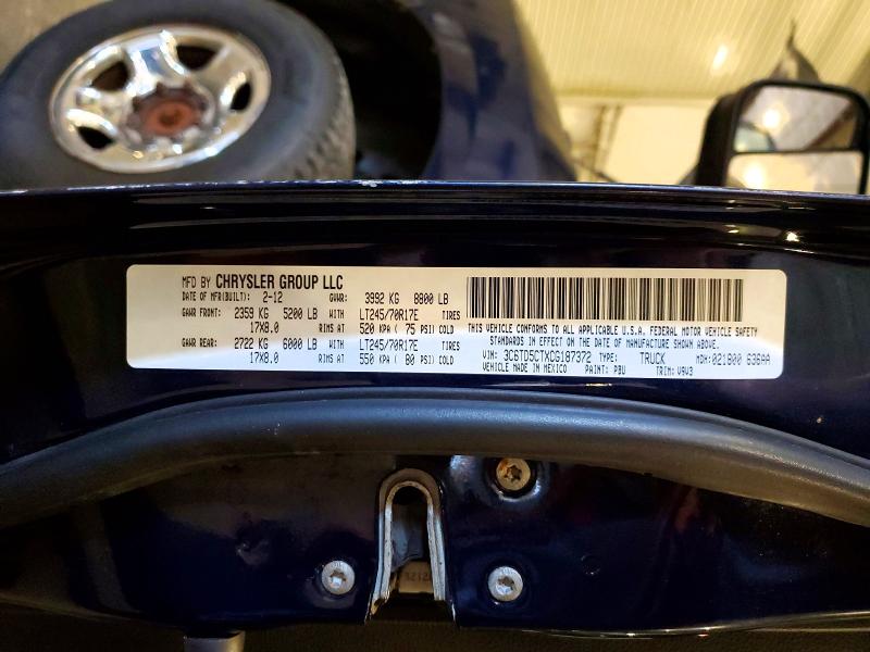 Продаж на аукціоні авто 2012 Dodge 2500 Ram, vin: 3C6TD5CTXCG187372, номер лоту: 57051286