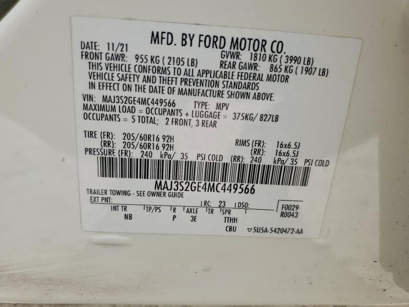 Aukcja sprzedaży 2021 Ford Ecosport, vin: MAJ3S2GE4MC449566, numer aukcji: 57855386