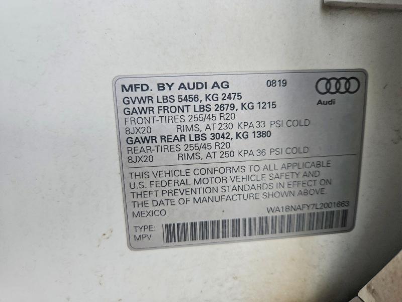 Aukcja sprzedaży 2020 Audi Q5, vin: WA1BNAFY7L2001663, numer aukcji: 57542986
