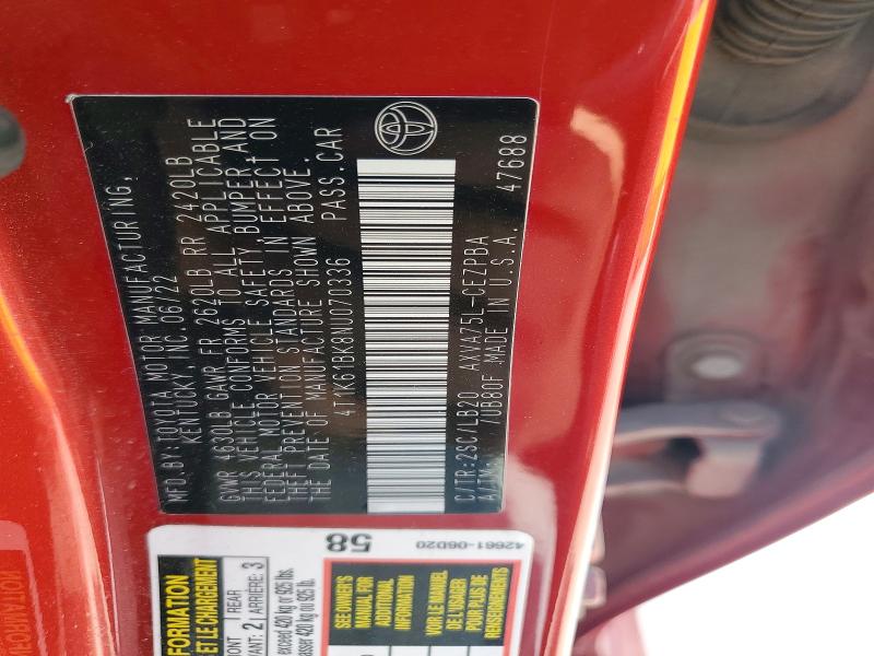 Продаж на аукціоні авто 2022 Toyota Camry, vin: 4T1K61BK8NU070336, номер лоту: 56754876