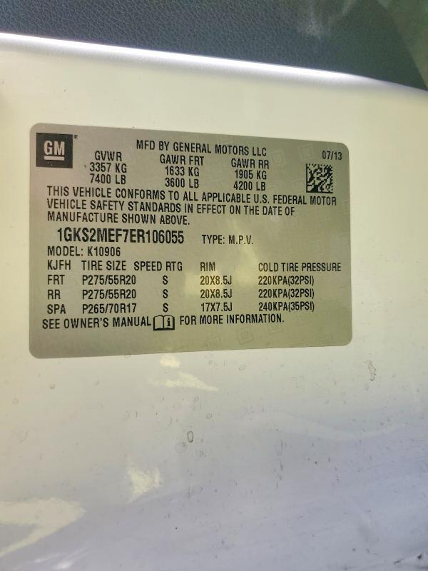 Aukcja sprzedaży 2014 Gmc Yukon Xl, vin: 1GKS2MEF7ER106055, numer aukcji: 57703216