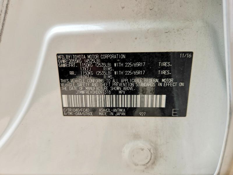 Продажа на аукционе авто 2017 Toyota Rav4, vin: JTMWFREV0HD097318, номер лота: 56357106
