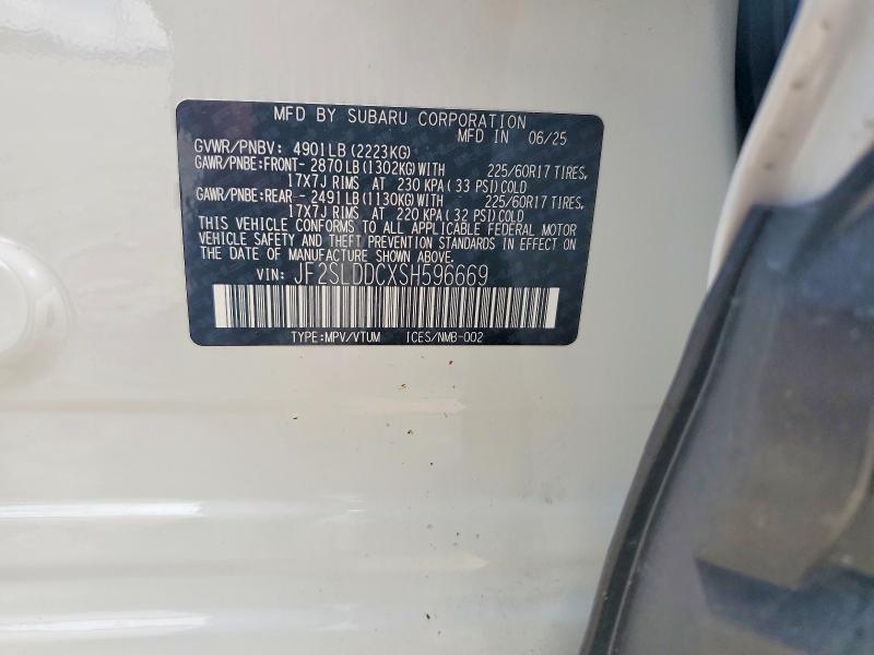 2025 Subaru Forester მანქანა იყიდება აუქციონზე, vin: JF2SLDDCXSH596669, აუქციონის ნომერი: 55812356