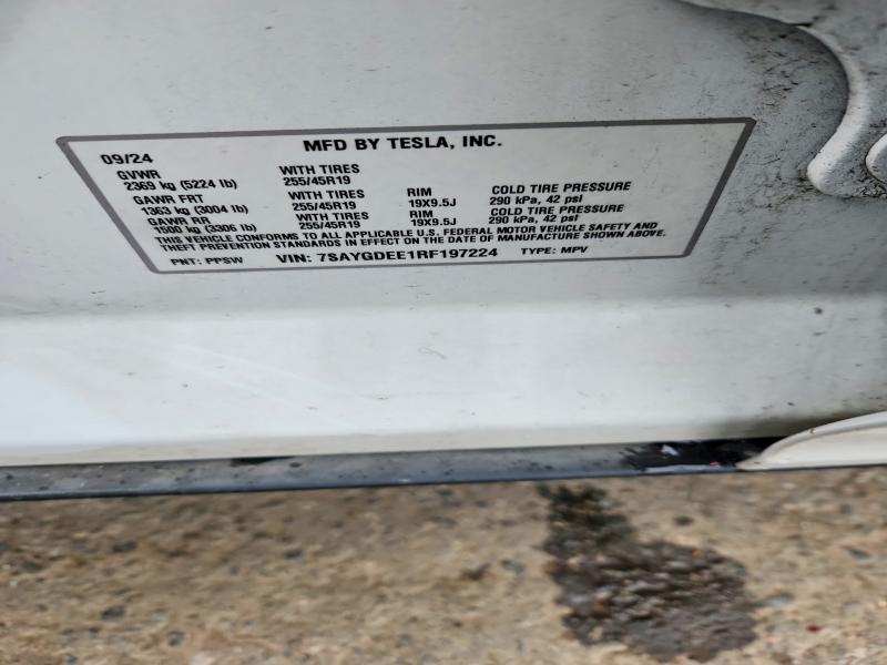 Продажа на аукционе авто 2024 Tesla Model Y, vin: 7SAYGDEE1RF197224, номер лота: 58239656