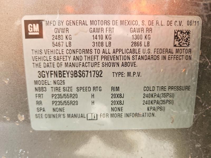 Продаж на аукціоні авто 2011 Cadillac Srx, vin: 3GYFNBEY9BS671792, номер лоту: 55109026