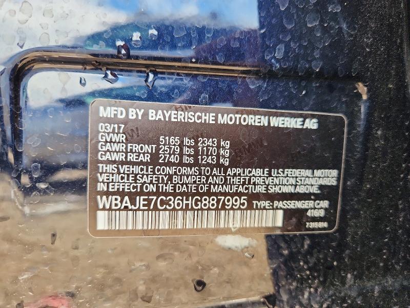 Aukcja sprzedaży 2017 Bmw 540, vin: WBAJE7C36HG887995, numer aukcji: 55514346