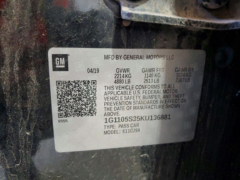 Продаж на аукціоні авто 2019 Chevrolet Impala, vin: 1G1105S35KU136881, номер лоту: 58950936