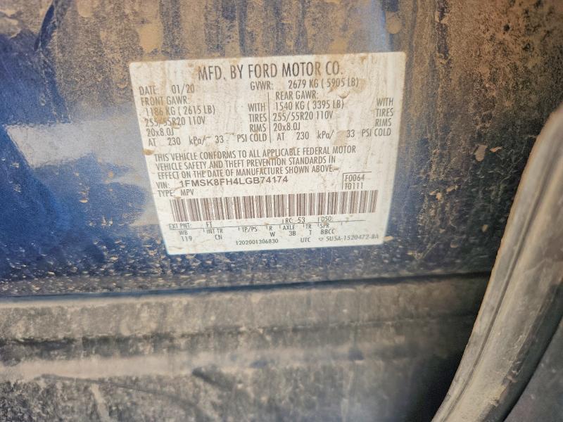 Продаж на аукціоні авто 2020 Ford Explorer, vin: 1FMSK8FH4LGB74174, номер лоту: 54959896