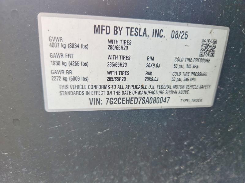 56141156 :رقم المزاد ، 7G2CEHED7SA080047 vin ، 2025 Tesla Cybertruck مزاد بيع