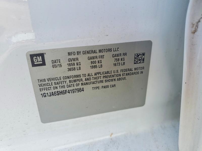 2015 Chevrolet Sonic მანქანა იყიდება აუქციონზე, vin: 1G1JA6SH6F4197984, აუქციონის ნომერი: 56344306