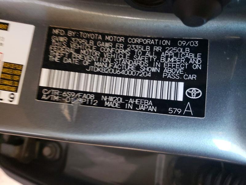 Aukcja sprzedaży 2004 Toyota Prius, vin: JTDKB20U640007204, numer aukcji: 57346716