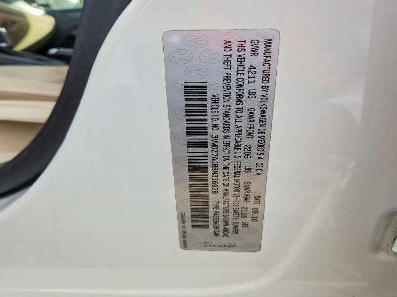 Продажа на аукционе авто 2011 Volkswagen Jetta, vin: 3VWDZ7AJ8BM316928, номер лота: 56731876