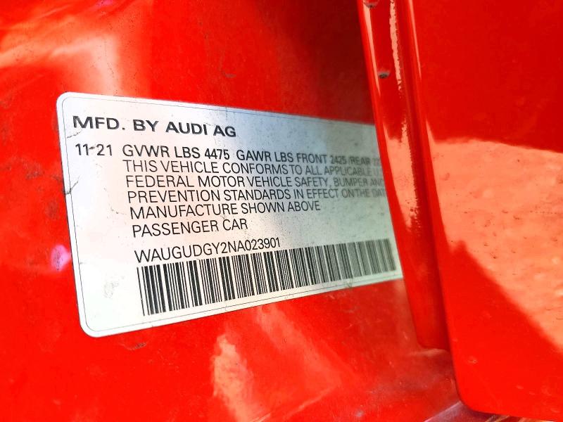 Продажа на аукционе авто 2022 Audi A3, vin: WAUGUDGY2NA023901, номер лота: 59095966