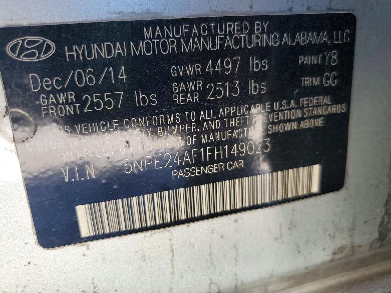 58421936 :رقم المزاد ، 5NPE24AF1FH149023 vin ، 2015 Hyundai Sonata مزاد بيع