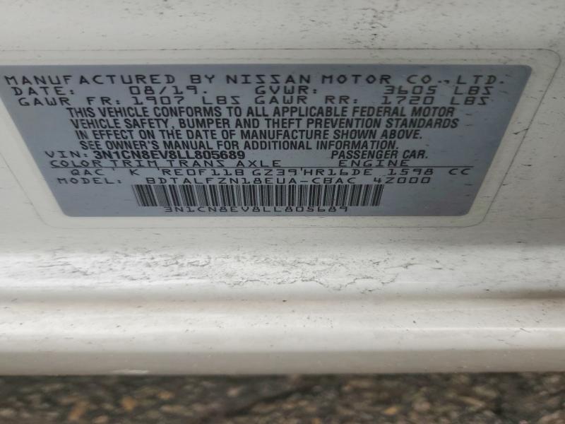Продаж на аукціоні авто 2020 Nissan Versa, vin: 3N1CN8EV8LL805689, номер лоту: 57350846