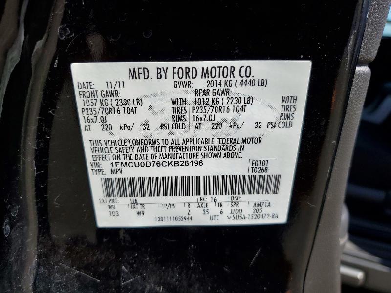 Продаж на аукціоні авто 2012 Ford Escape, vin: 1FMCU0D76CKB26196, номер лоту: 56742606