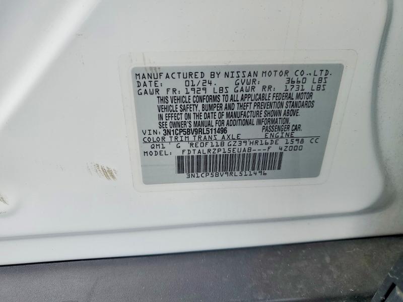 56970876 :رقم المزاد ، 3N1CP5BV9RL511496 vin ، 2024 Nissan Kicks مزاد بيع