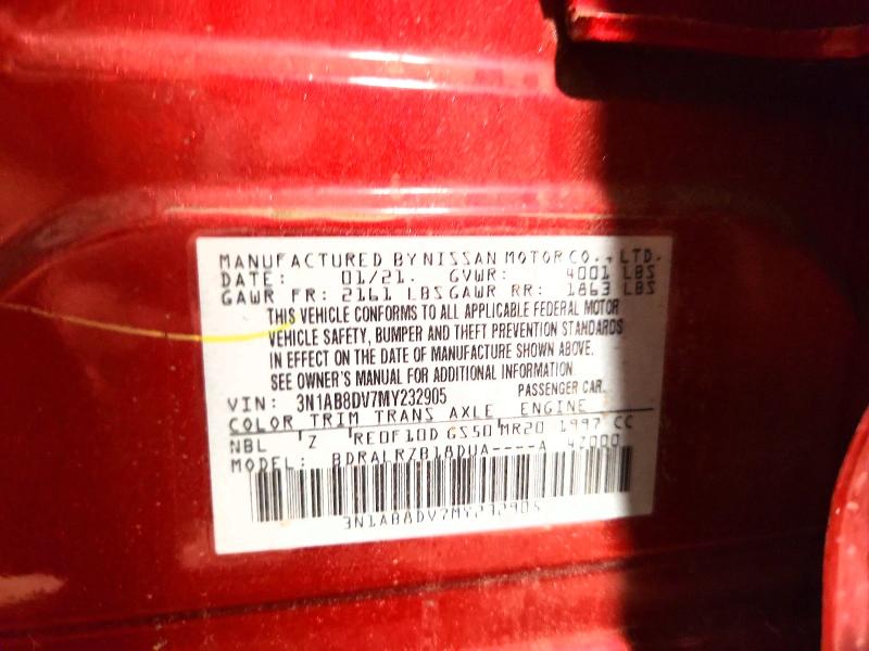 56087476 :رقم المزاد ، 3N1AB8DV7MY232905 vin ، 2021 Nissan Sentra مزاد بيع