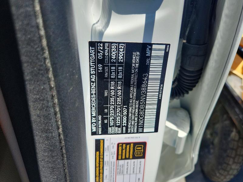 Продаж на аукціоні авто 2022 Mercedes-benz Glc, vin: W1N0G8DB5NV388643, номер лоту: 58248006