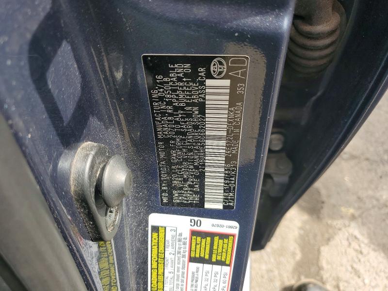 55154706 :رقم المزاد ، 2T1BURHE5GC662027 vin ، 2016 Toyota Corolla مزاد بيع