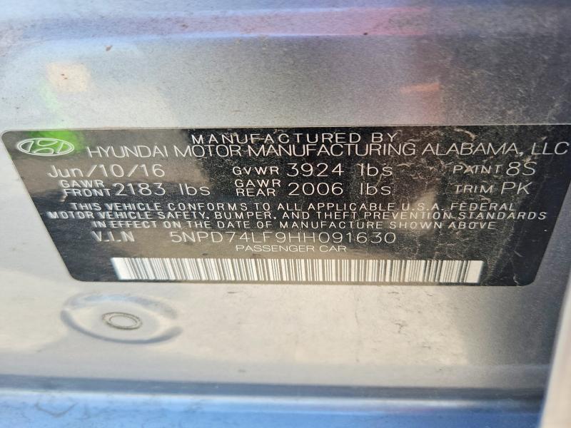 Aukcja sprzedaży 2017 Hyundai Elantra, vin: 5NPD74LF9HH091630, numer aukcji: 58974286