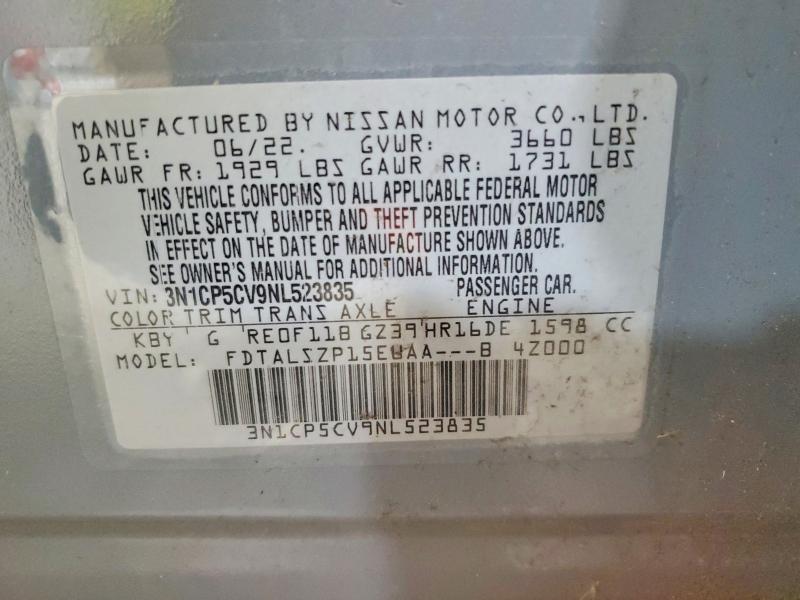 Продажа на аукционе авто 2022 Nissan Kicks, vin: 3N1CP5CV9NL523835, номер лота: 54889286