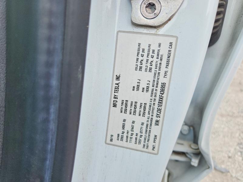 Продаж на аукціоні авто 2019 Tesla Model 3, vin: 5YJ3E1EBXKF436955, номер лоту: 57474756