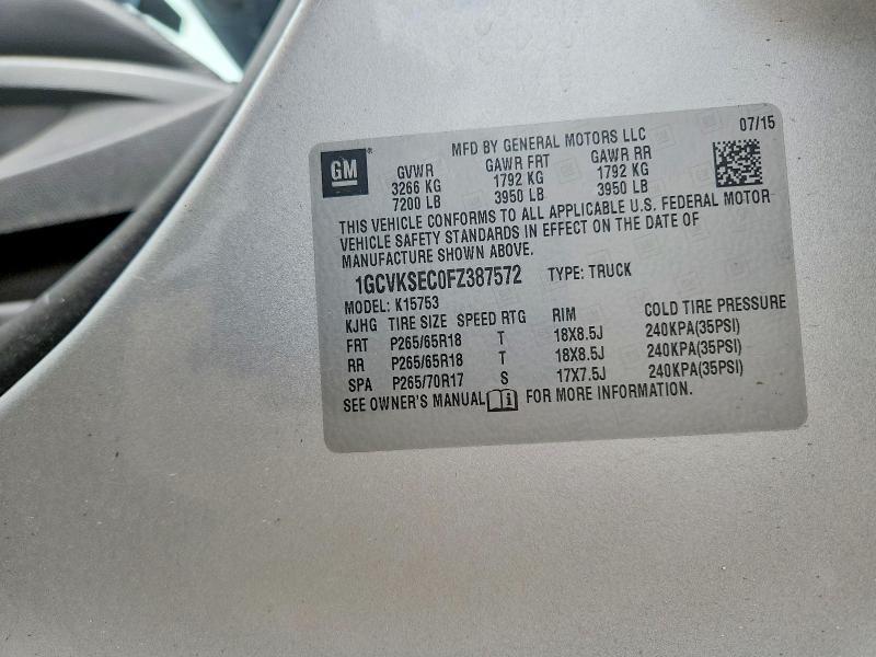 2015 Chevrolet Silverado მანქანა იყიდება აუქციონზე, vin: 1GCVKSEC0FZ387572, აუქციონის ნომერი: 55542426