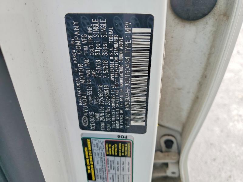 59082086 :رقم المزاد ، KM8SM4HF3GU160434 vin ، 2016 Hyundai Santa Fe مزاد بيع
