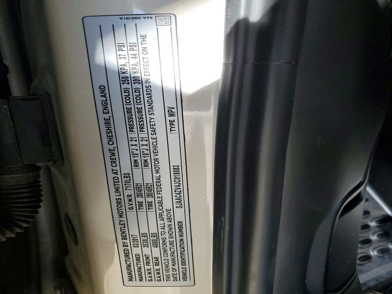 Продажа на аукционе авто 2018 Bentley Bentayga, vin: SJAAC4ZV4JC018083, номер лота: 63732416