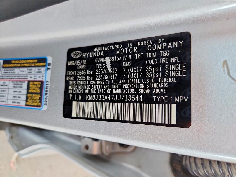 Aukcja sprzedaży 2018 Hyundai Tucson, vin: KM8J33A47JU713644, numer aukcji: 57067036
