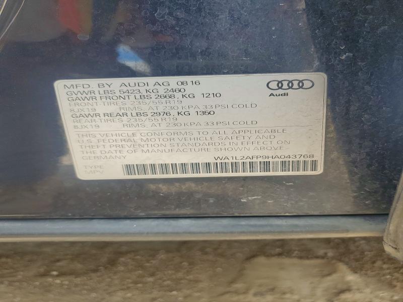 Aukcja sprzedaży 2017 Audi Q5, vin: WA1L2AFP9HA043768, numer aukcji: 57535136