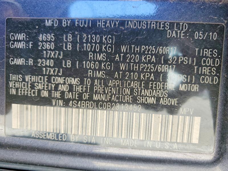 Aukcja sprzedaży 2011 Subaru Outback, vin: 4S4BRDLC0B2313452, numer aukcji: 56485106